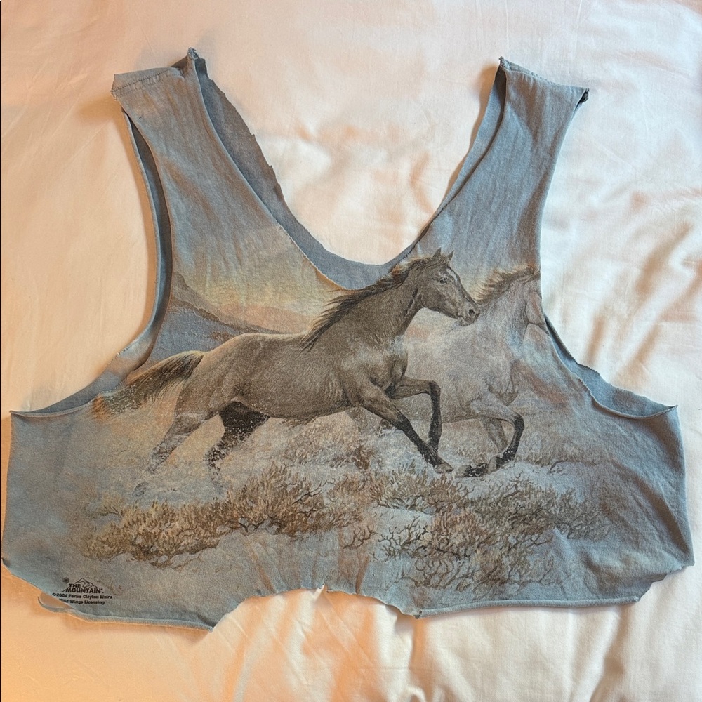 Blue Horse Print Tank Top